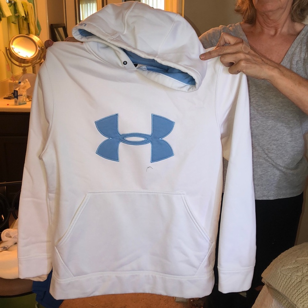 Under Armour Hoodie White & Blue Sm